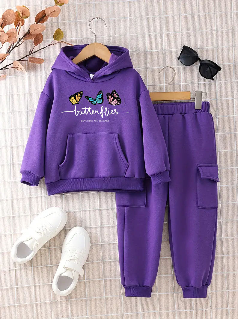 Solid Fleece Sets 2pcs, Hoodies & Jogger Pants,