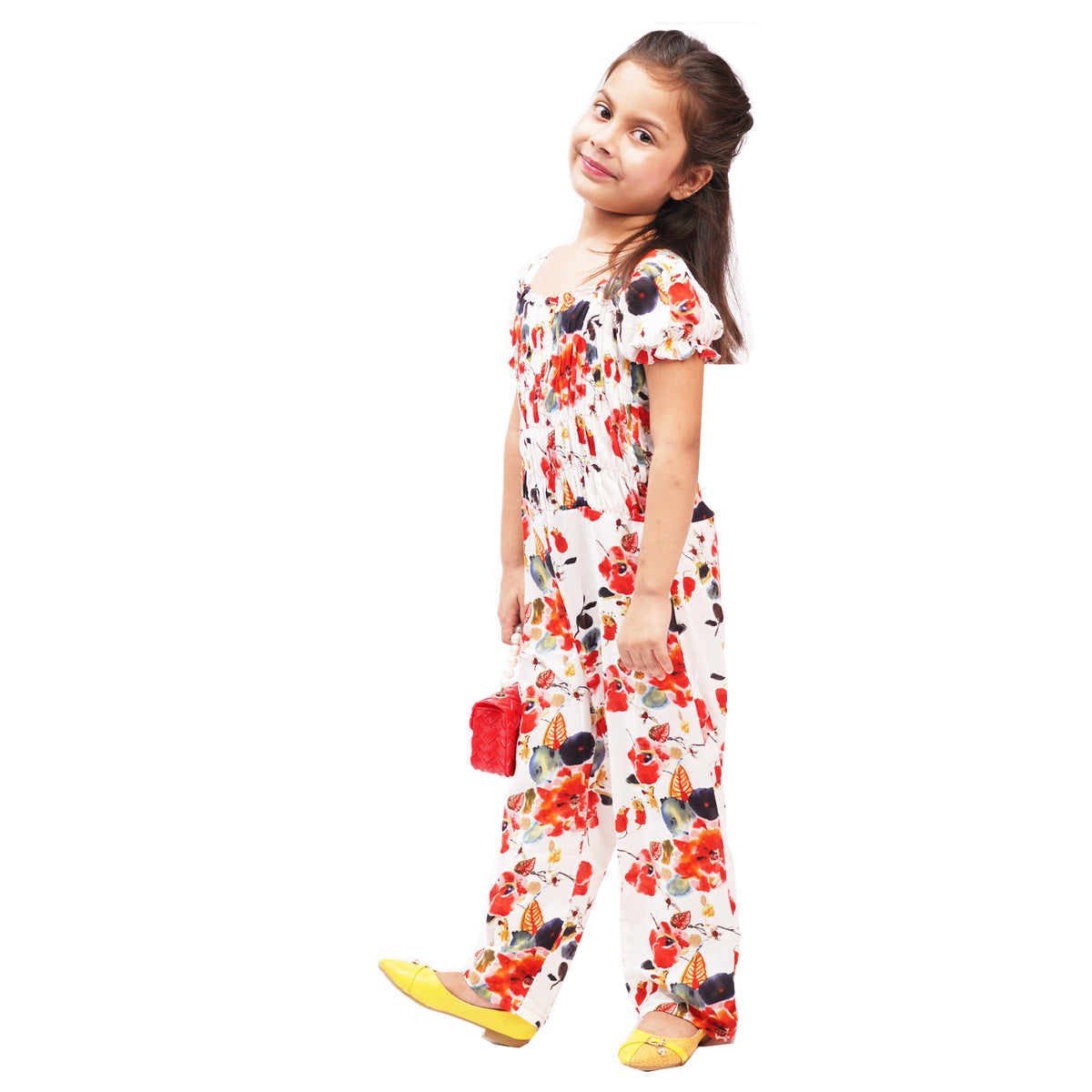 Flowers Printed Girls Jumpsuit