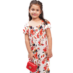 Flowers Printed Girls Jumpsuit