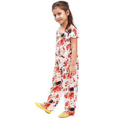 Flowers Printed Girls Jumpsuit