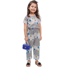 Black Dots Printed Girls Jumpsuit