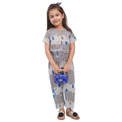 Black Dots Printed Girls Jumpsuit