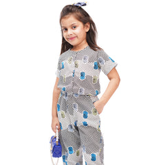 Black Dots Printed Girls Jumpsuit