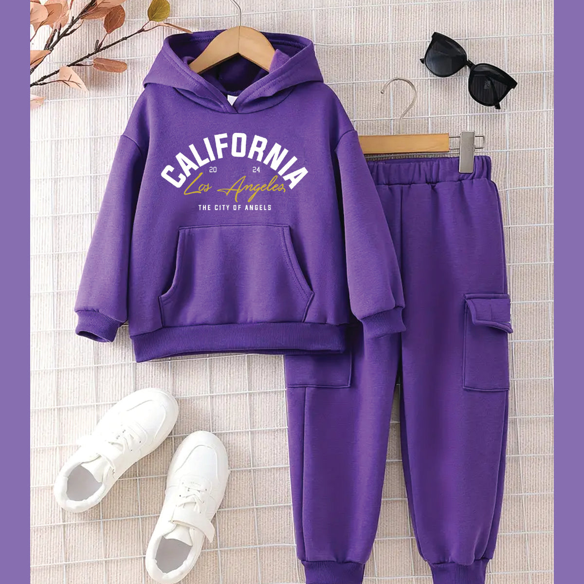 California  Fleece Sets 2pcs, Hoodies & Jogger Pants,