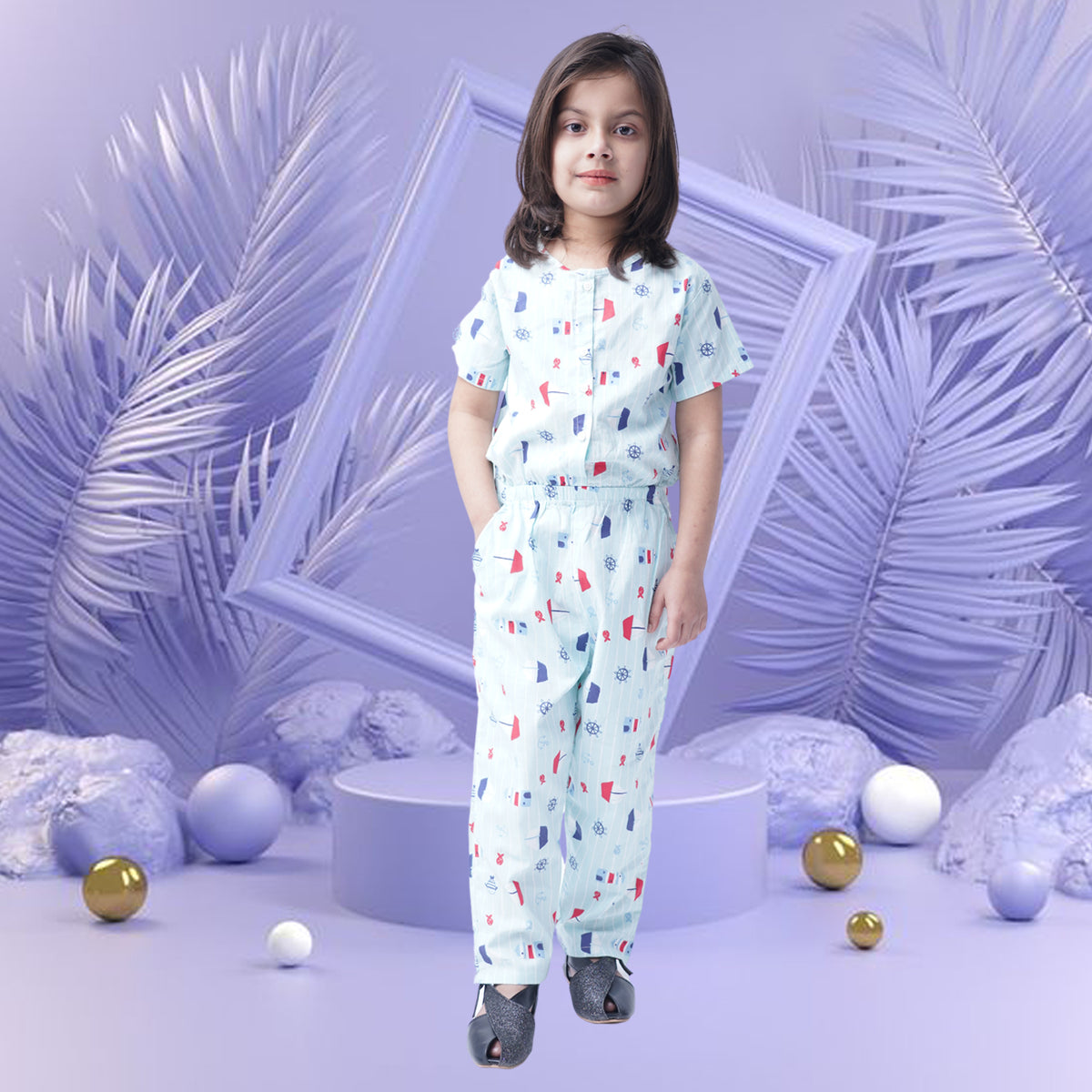 Printed Girls Jumpsuit